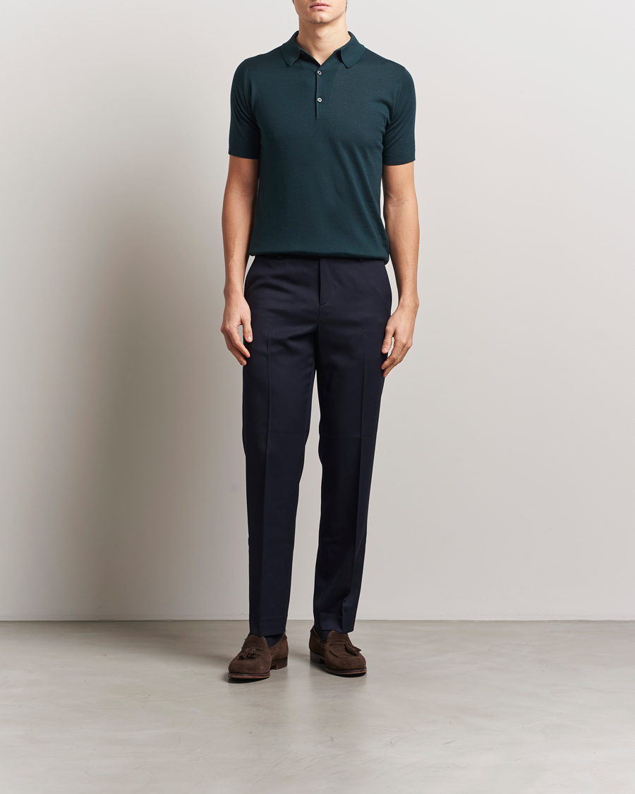 Homme | Polos | John Smedley | Adrian Slim Fit Sea Island Polo Rain Forest