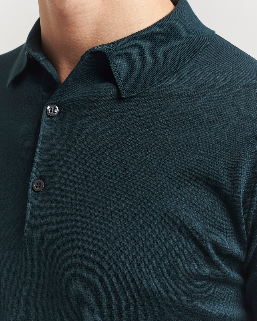 Homme | Polos | John Smedley | Adrian Slim Fit Sea Island Polo Rain Forest