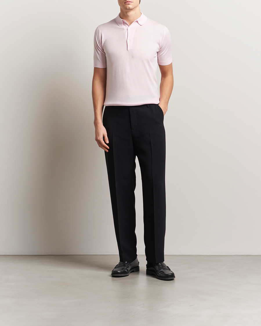 Homme | Polos | John Smedley | Adrian Slim Fit Sea Island Polo Soft Pink