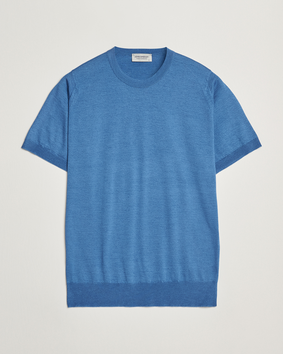 Homme | T-shirts | John Smedley | Hilcote Wool/Sea Island Cotton T-Shirt Ocean Blue