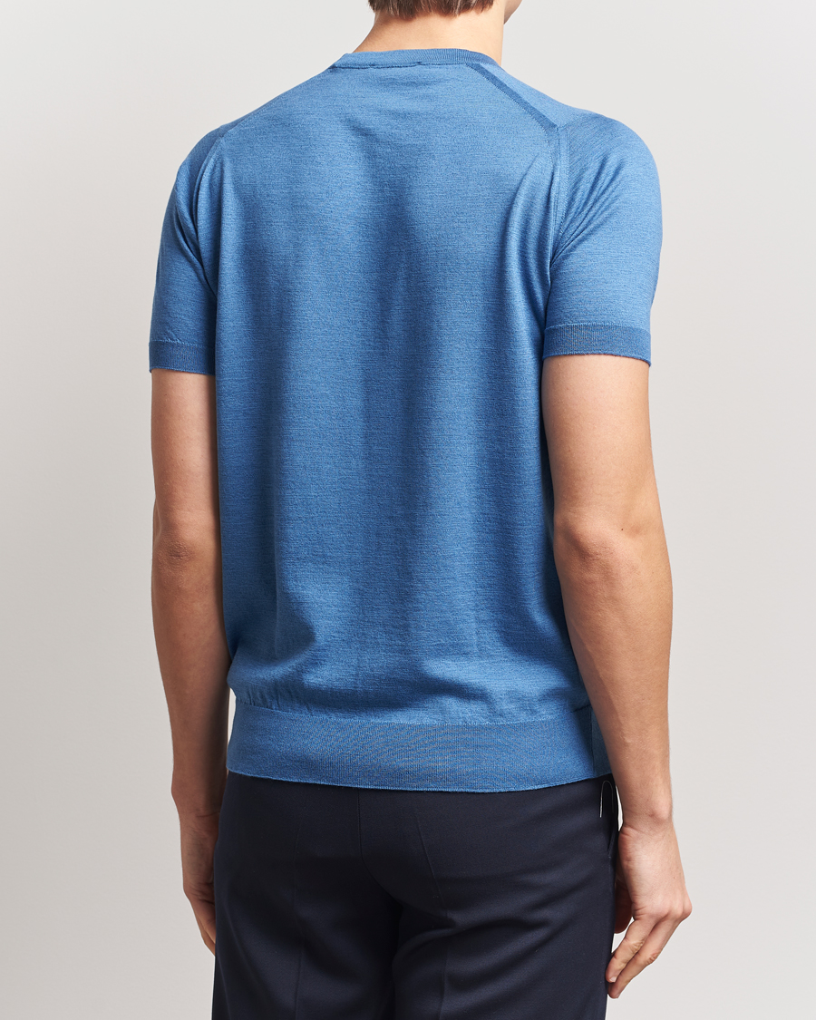 Homme | T-shirts | John Smedley | Hilcote Wool/Sea Island Cotton T-Shirt Ocean Blue