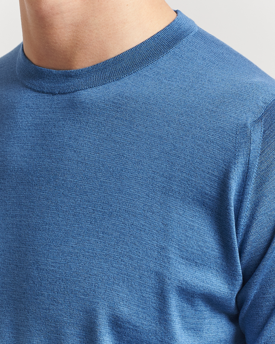 Homme | T-shirts | John Smedley | Hilcote Wool/Sea Island Cotton T-Shirt Ocean Blue