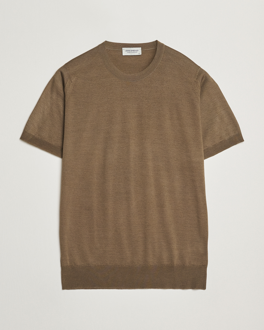 Homme | T-shirts | John Smedley | Hilcote Wool/Sea Island Cotton T-Shirt Sepia Green