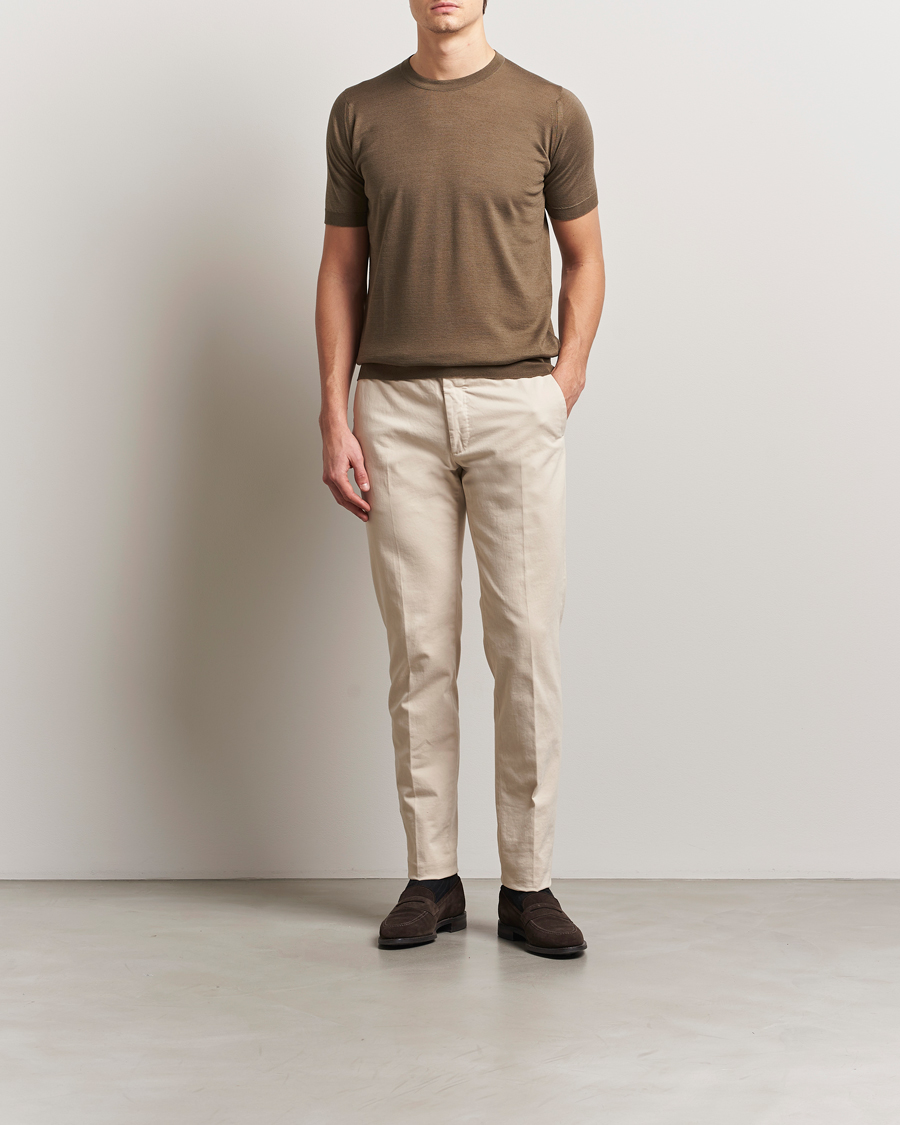 Homme | T-shirts | John Smedley | Hilcote Wool/Sea Island Cotton T-Shirt Sepia Green