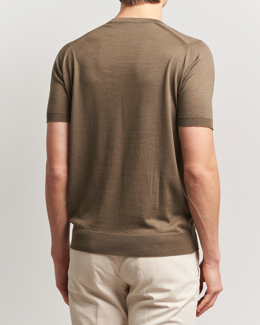 Homme | T-shirts | John Smedley | Hilcote Wool/Sea Island Cotton T-Shirt Sepia Green