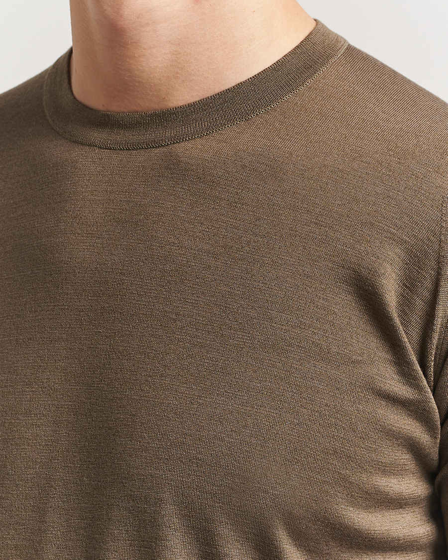 Homme | T-shirts | John Smedley | Hilcote Wool/Sea Island Cotton T-Shirt Sepia Green