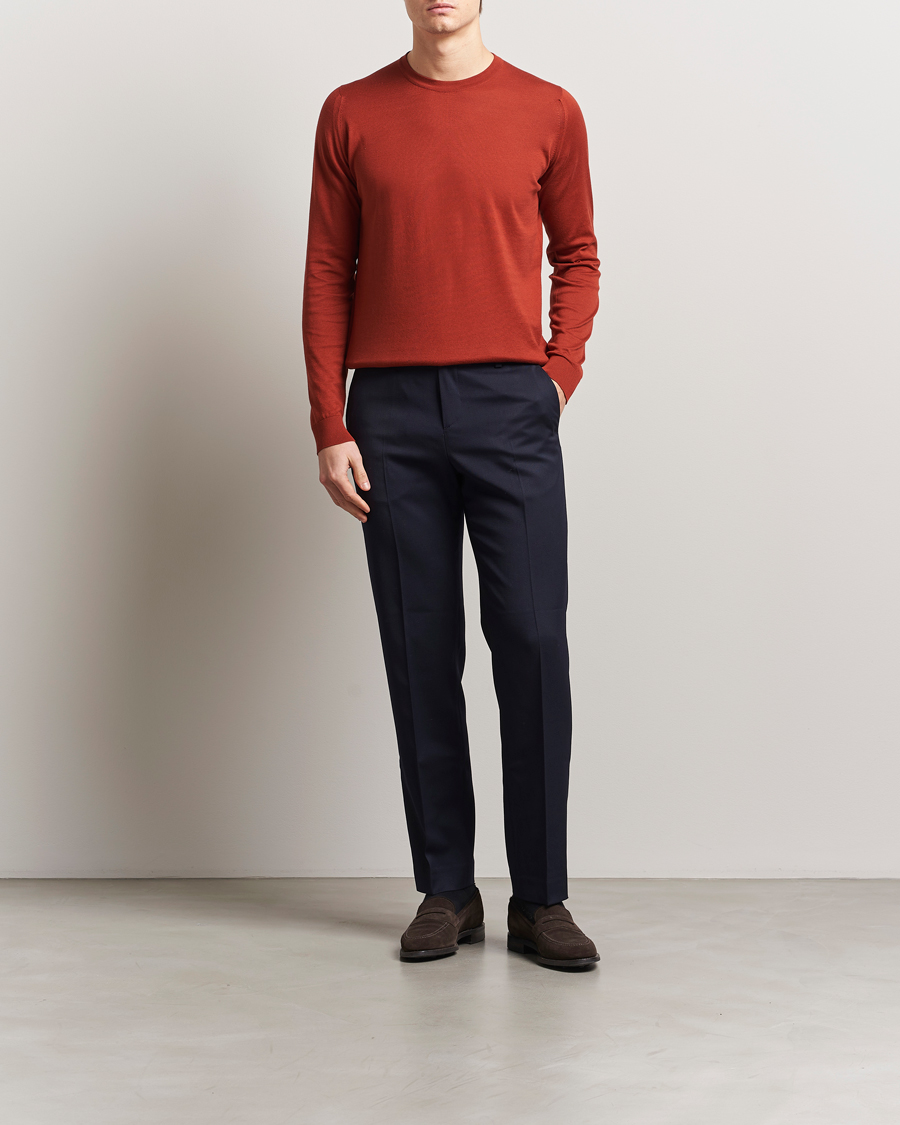 Homme | Pulls Et Tricots | John Smedley | Rowland Sea Island Crew Neck Pullover Baked Red
