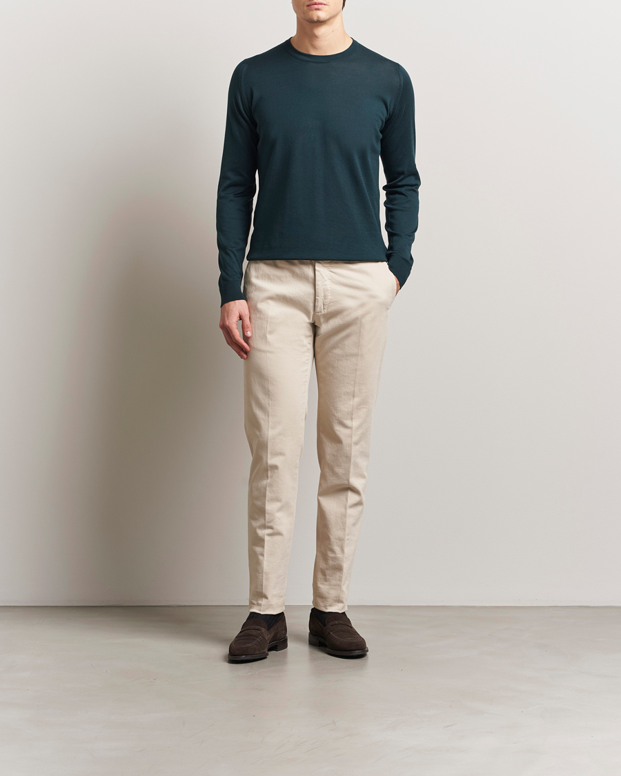 Homme | Pulls Et Tricots | John Smedley | Rowland Sea Island Crew Neck Pullover Rain Forest
