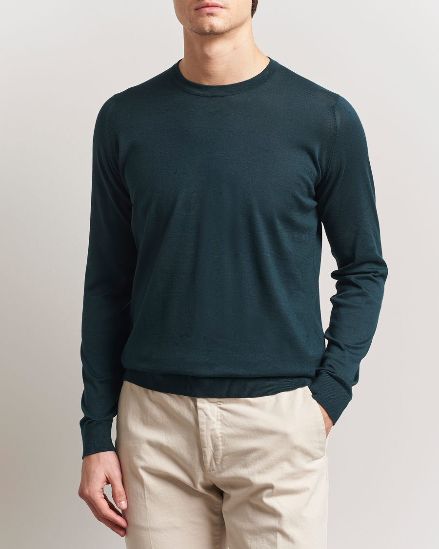 Homme | Pulls Et Tricots | John Smedley | Rowland Sea Island Crew Neck Pullover Rain Forest
