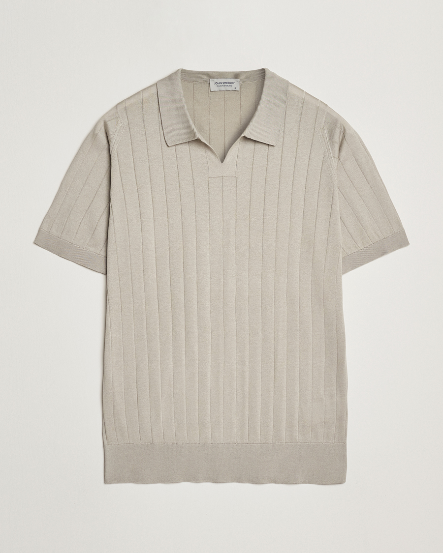 Homme | Polos | John Smedley | Roper Open Collar Sea Island Polo Parchment
