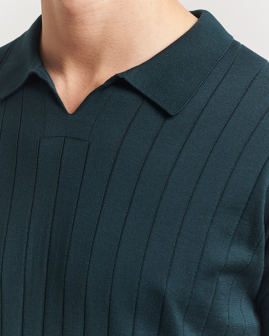 Homme | Polos | John Smedley | Roper Open Collar Sea Island Polo Rain Forest