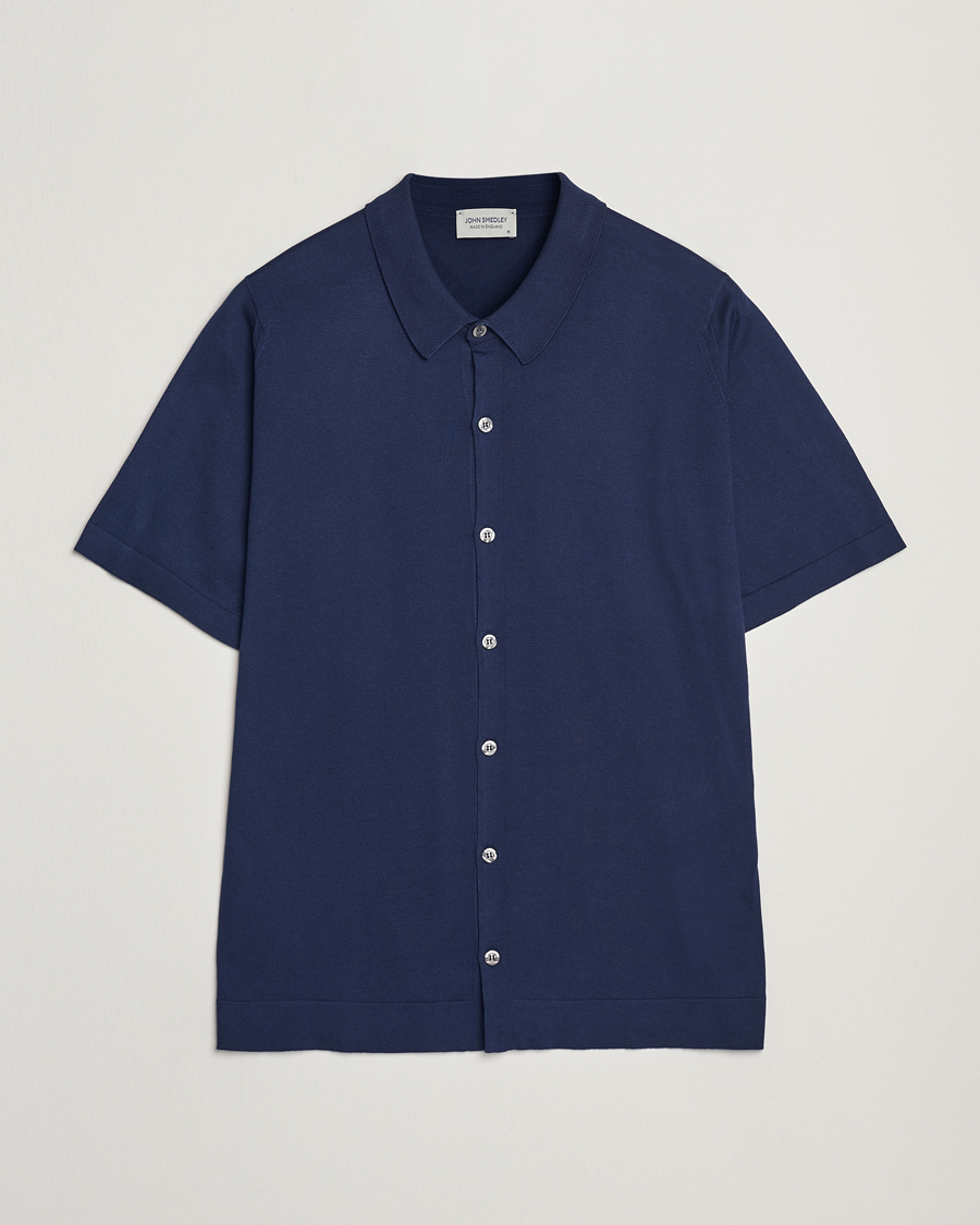 Homme | Chemises | John Smedley | Folke Sea Island Knitted Polo French Navy