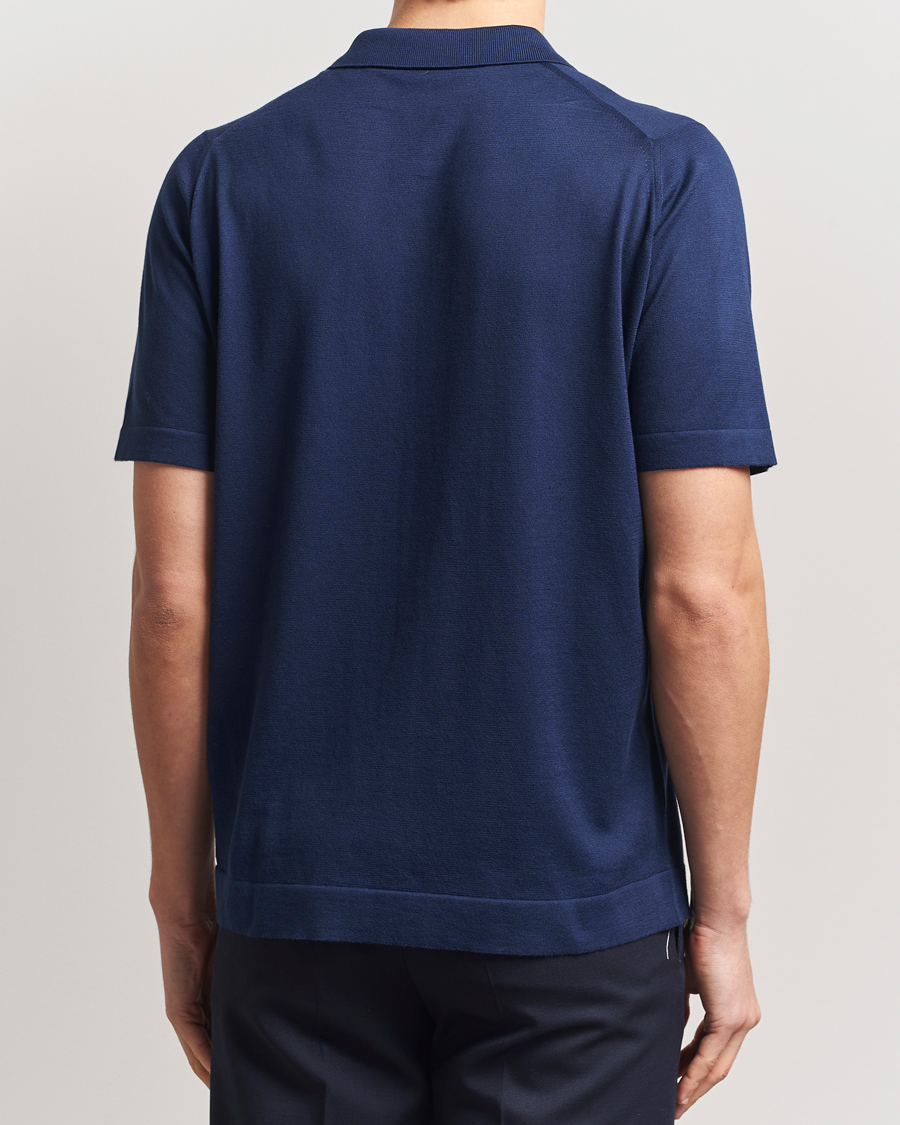 Homme | Chemises | John Smedley | Folke Sea Island Knitted Polo French Navy