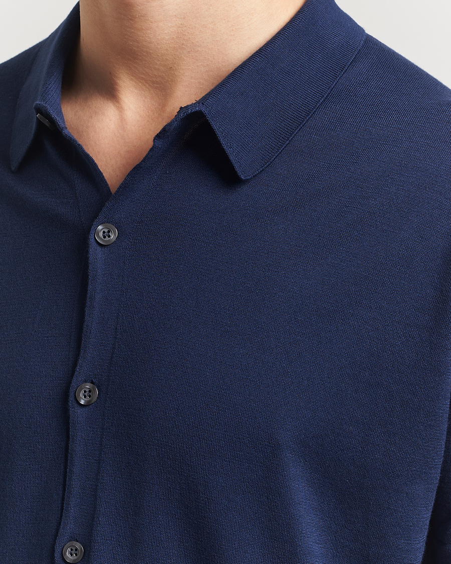 Homme | Chemises | John Smedley | Folke Sea Island Knitted Polo French Navy
