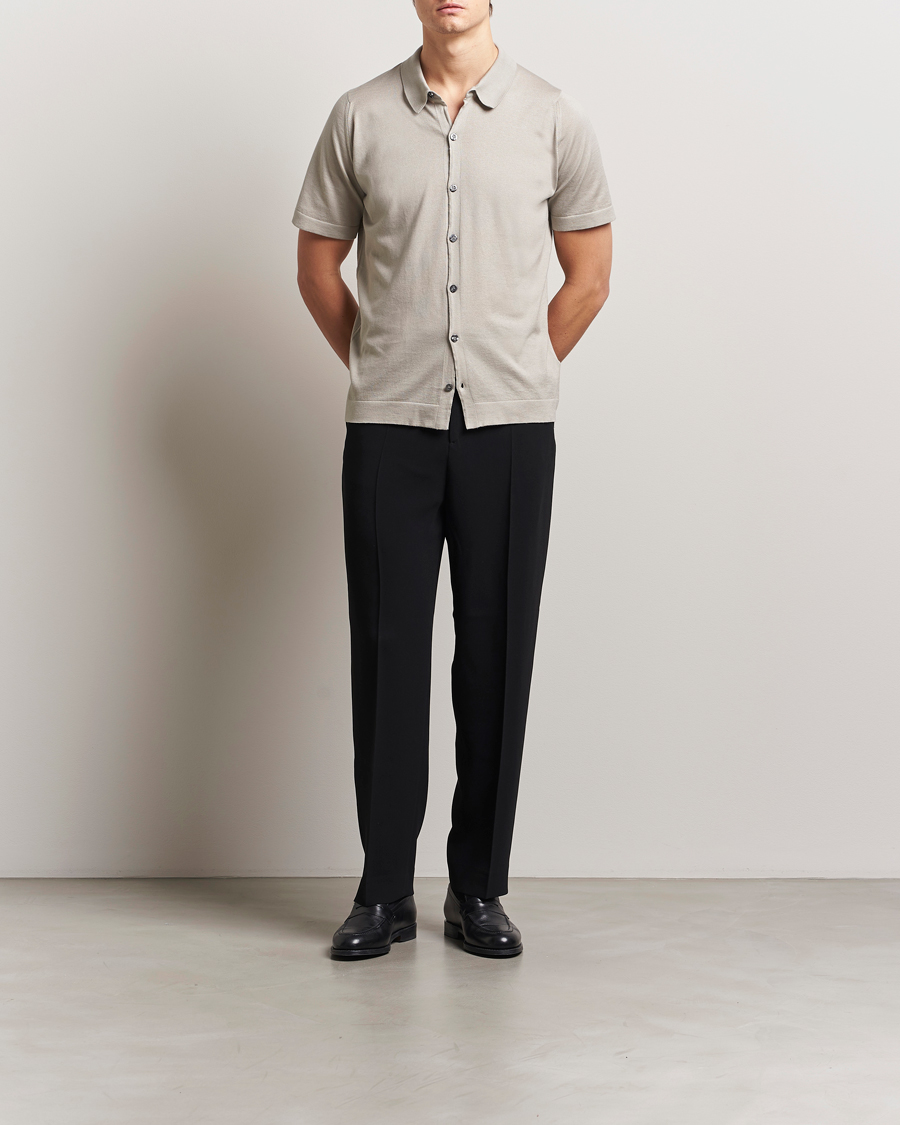 Homme | Chemises | John Smedley | Folke Sea Island Knitted Polo Parchment