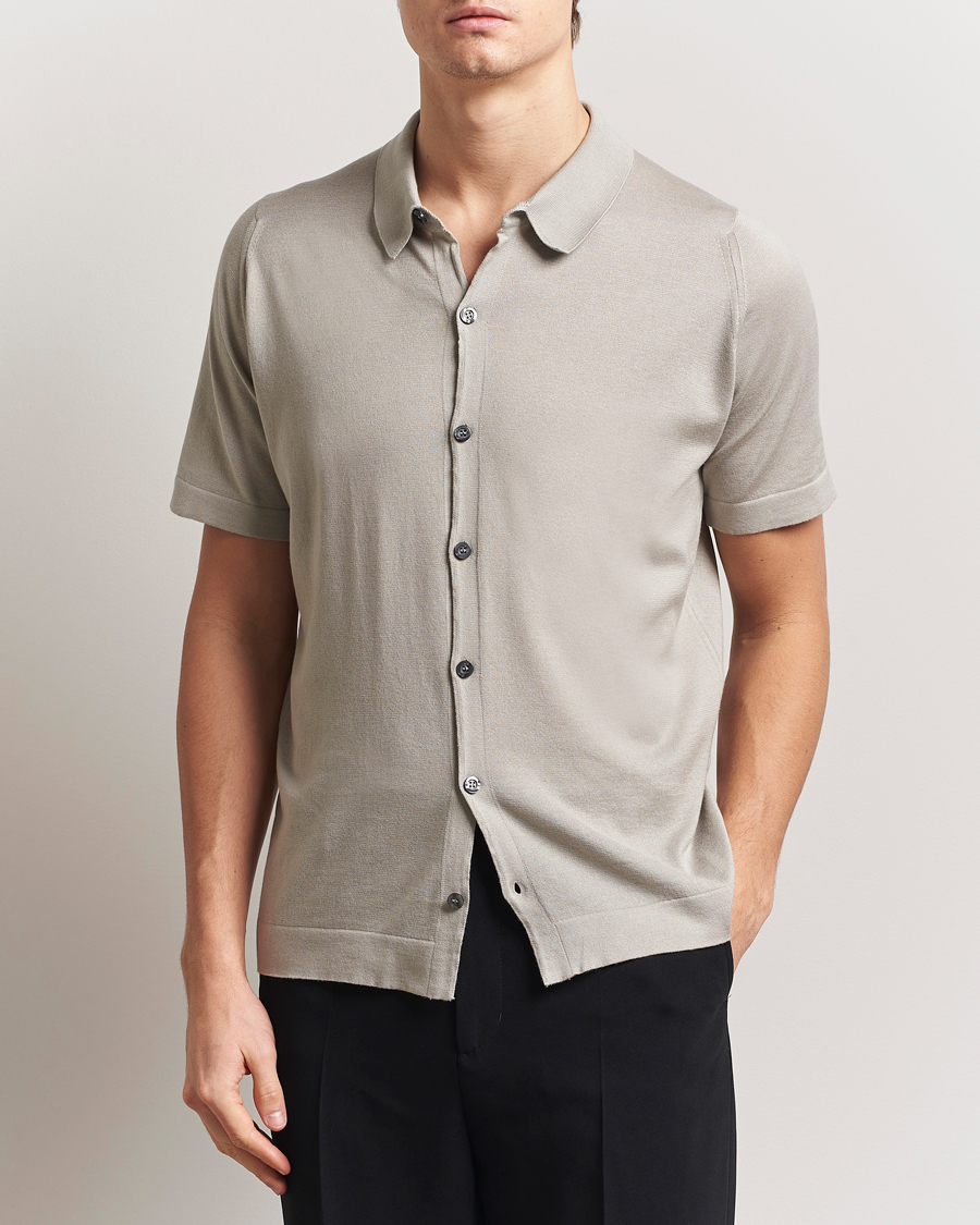 Homme | Chemises | John Smedley | Folke Sea Island Knitted Polo Parchment