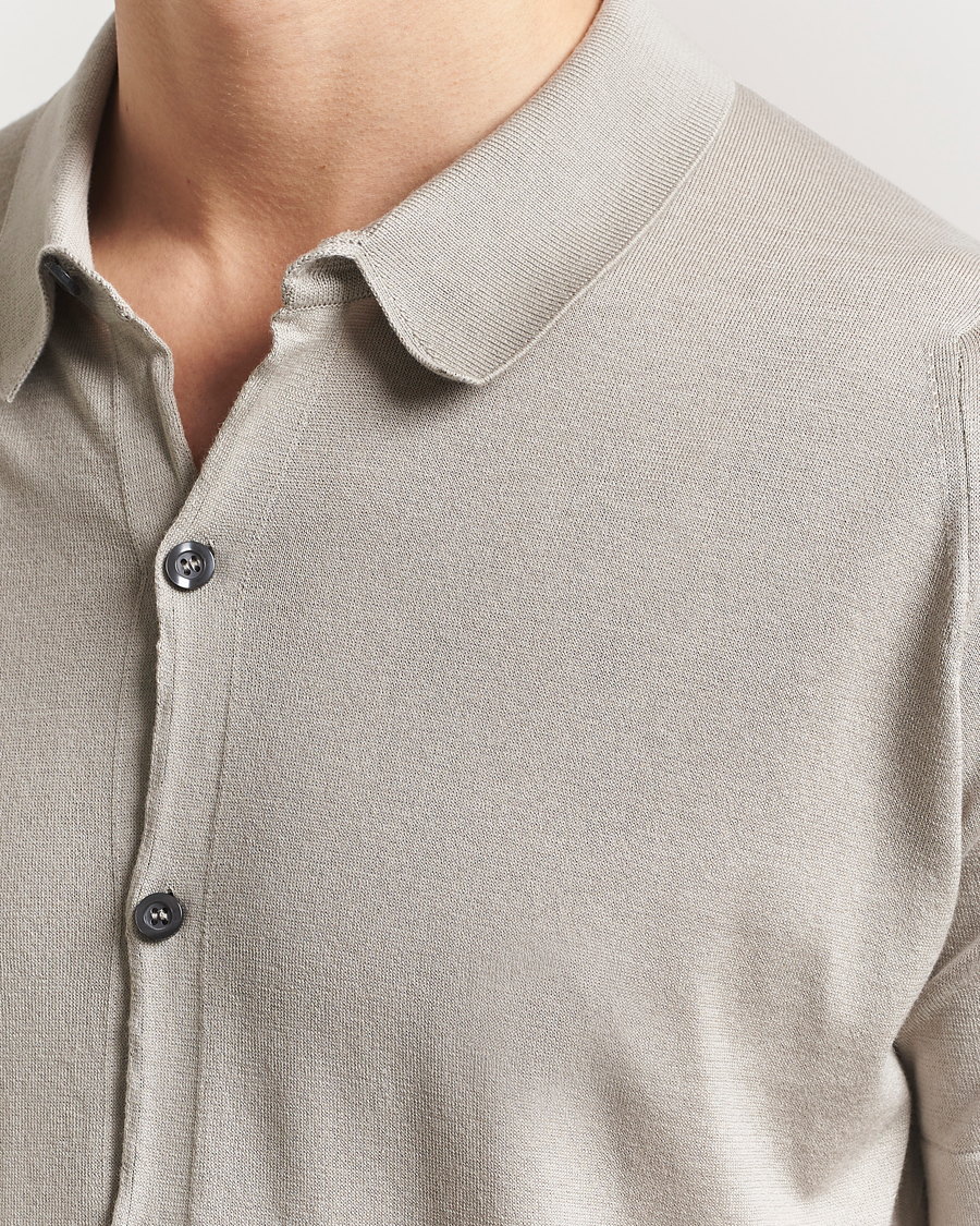 Homme | Chemises | John Smedley | Folke Sea Island Knitted Polo Parchment