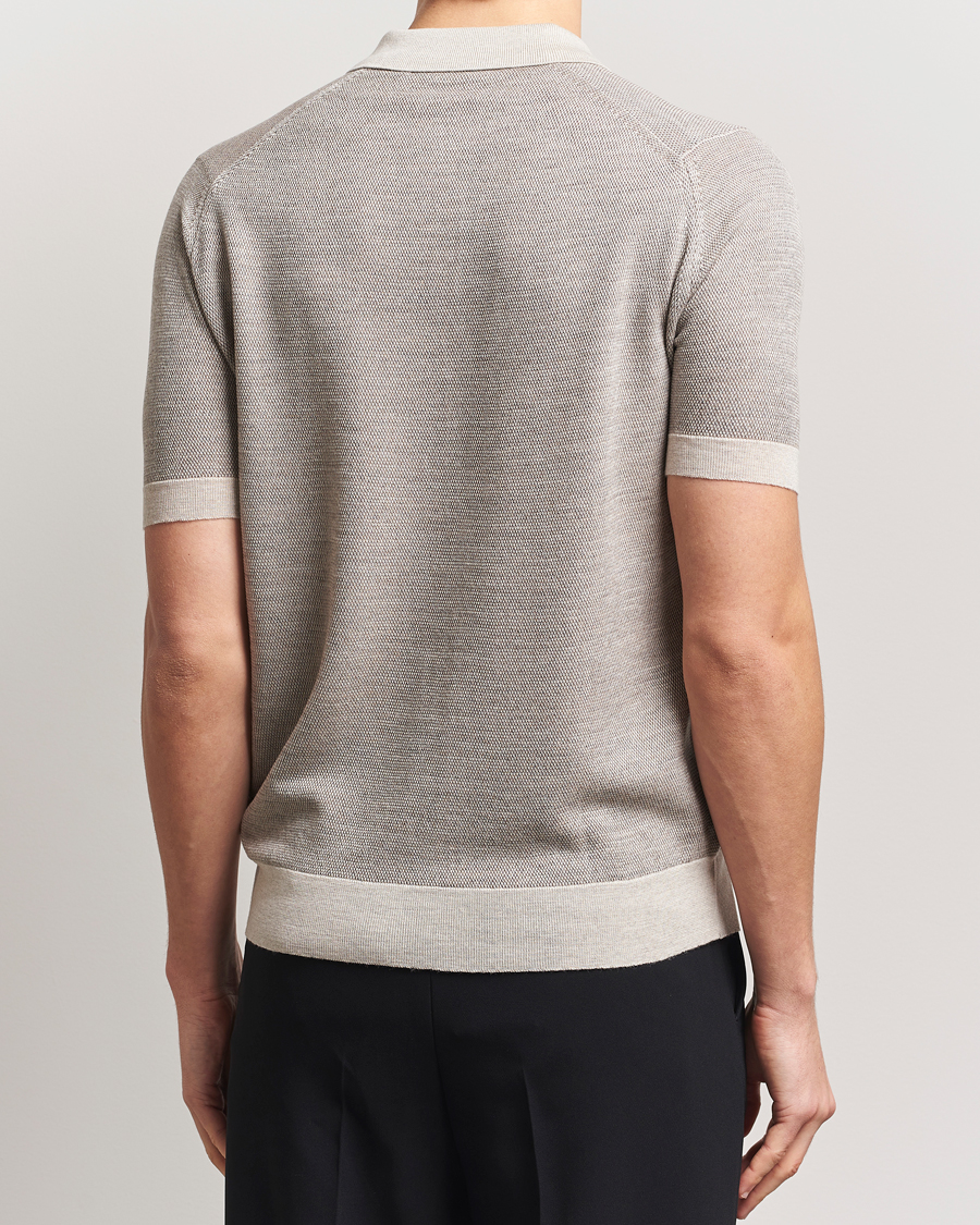 Homme | Polos | John Smedley | 14 Singular Textured Polo Grey Fleece/Mushroom