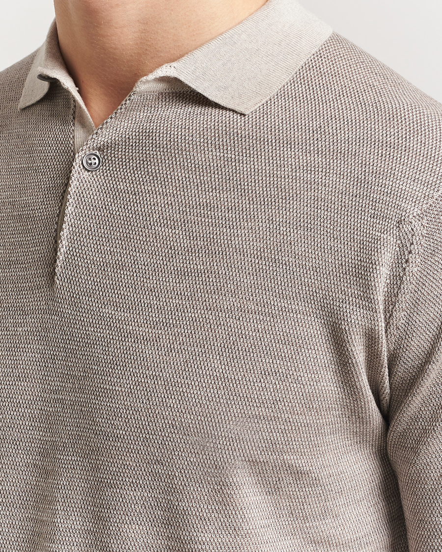 Homme | Polos | John Smedley | 14 Singular Textured Polo Grey Fleece/Mushroom