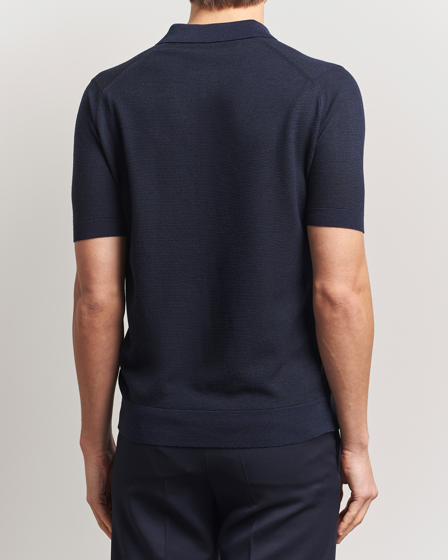 Homme | Polos | John Smedley | 14 Singular Textured Polo Midnight/Black
