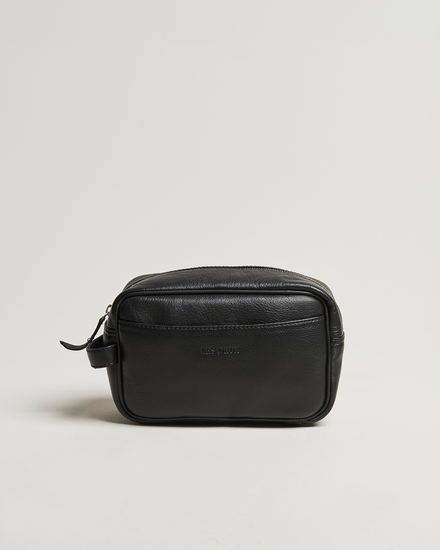 Homme | Les Deux Leather Washbag Black | LES DEUX | Leather Washbag Black