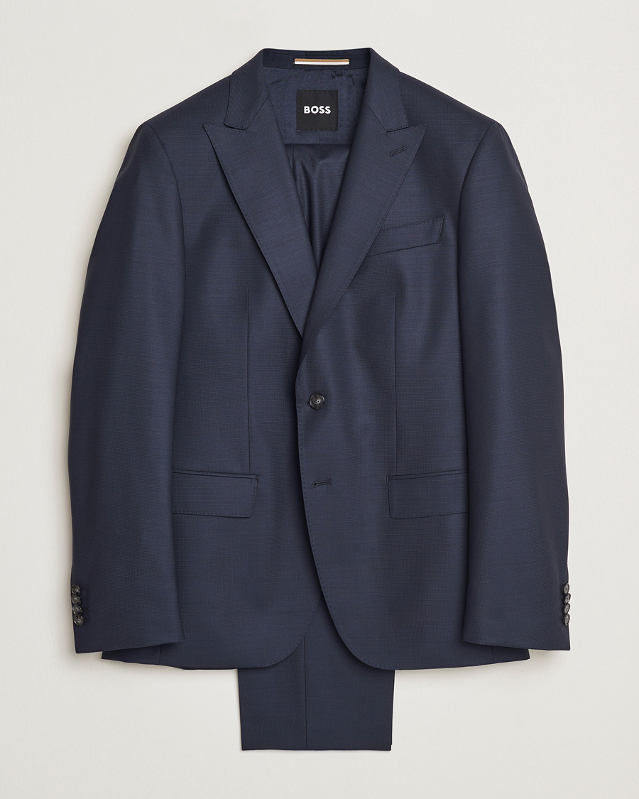 Homme | Costumes | BOSS BLACK | Huge Wool Peak Lapel Suit Dark Blue
