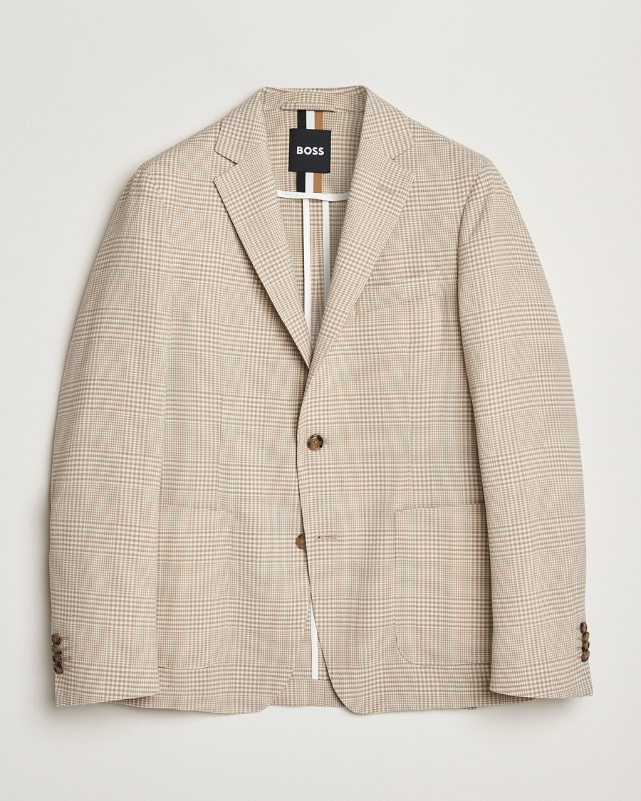 Homme | Blazers | BOSS BLACK | Hanry Wool Checked Blazer Light Beige