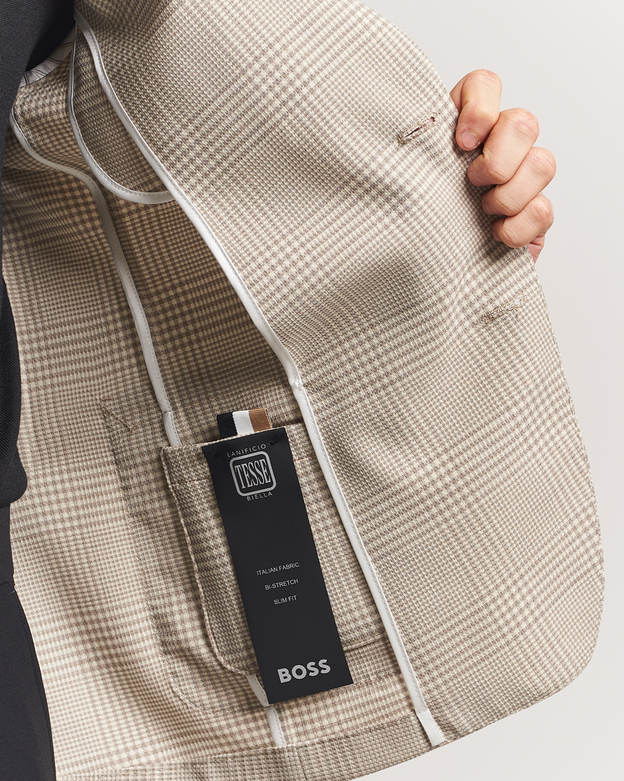 Homme | Blazers | BOSS BLACK | Hanry Wool Checked Blazer Light Beige