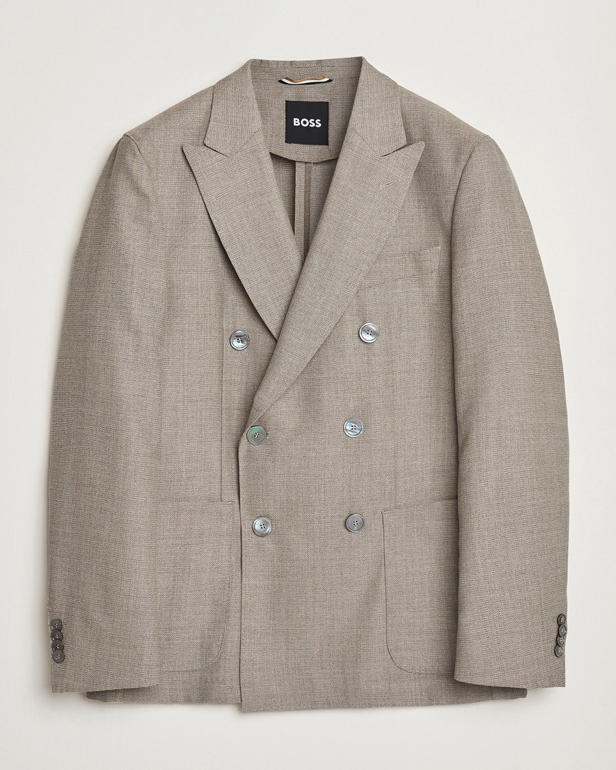 Homme | Blazers | BOSS BLACK | Huge Wool Double Breasted Blazer Light Beige
