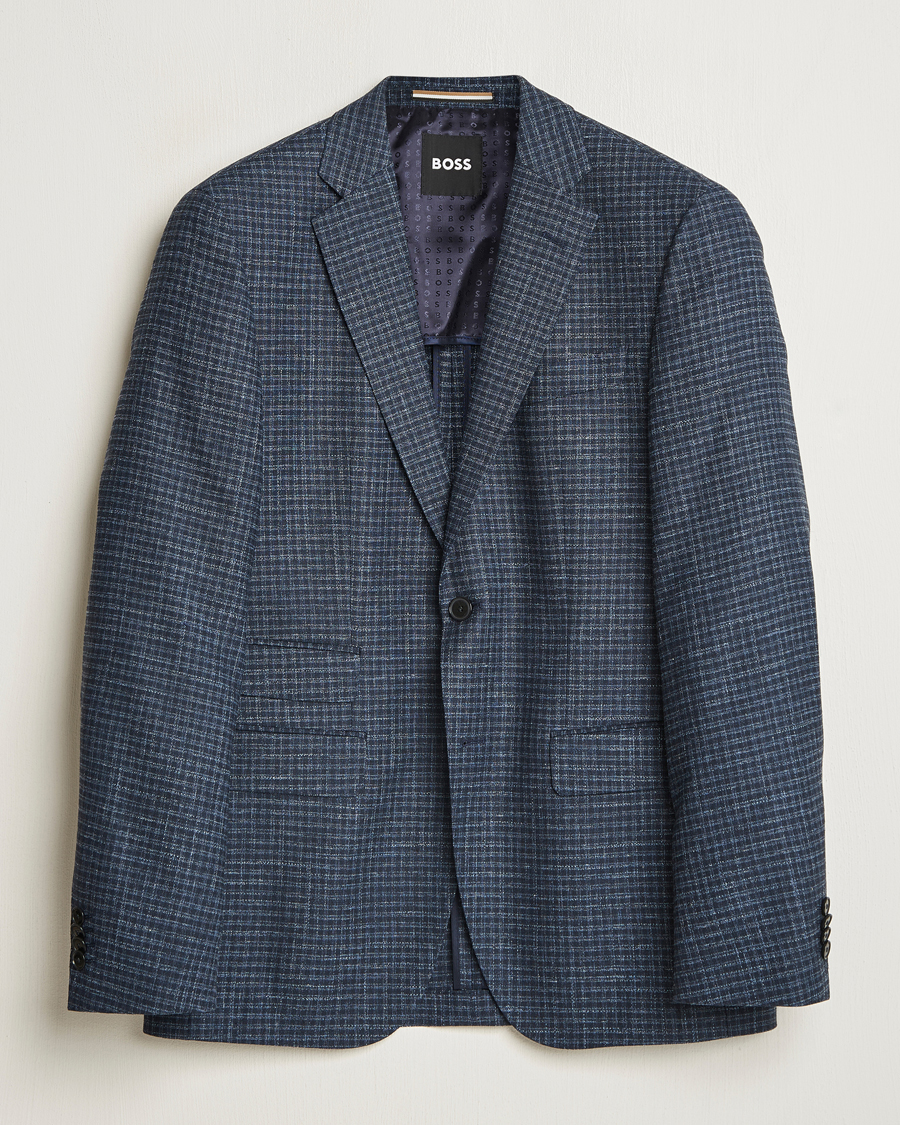 Homme | Blazers | BOSS BLACK | Janson Wool Dogtooth Blazer Medium Blue