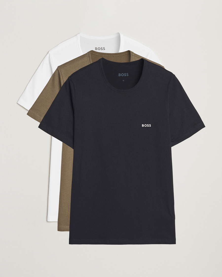 Homme | T-shirts | BOSS BLACK | 3-Pack Crew Neck T-Shirt Black/White/Green