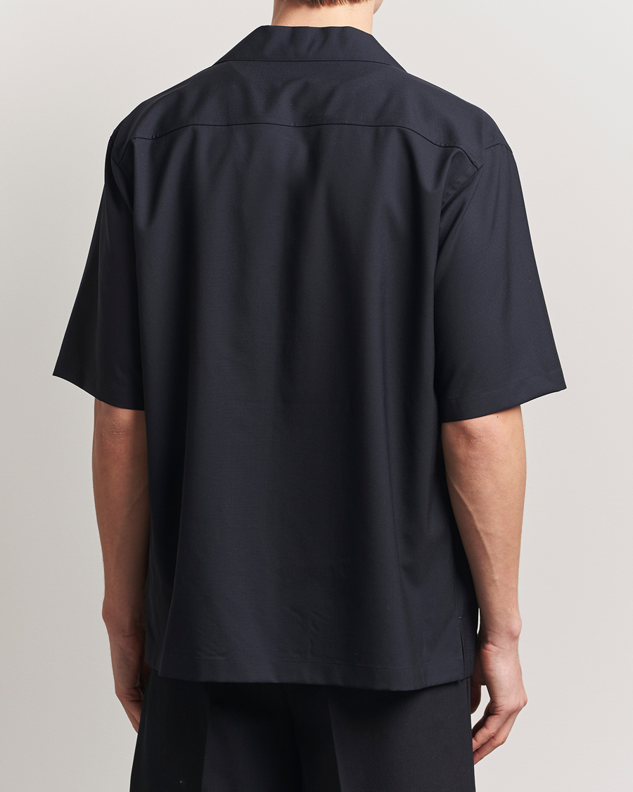 Homme | Chemises | Auralee | Open Collar Short Sleeve Shirt Navy