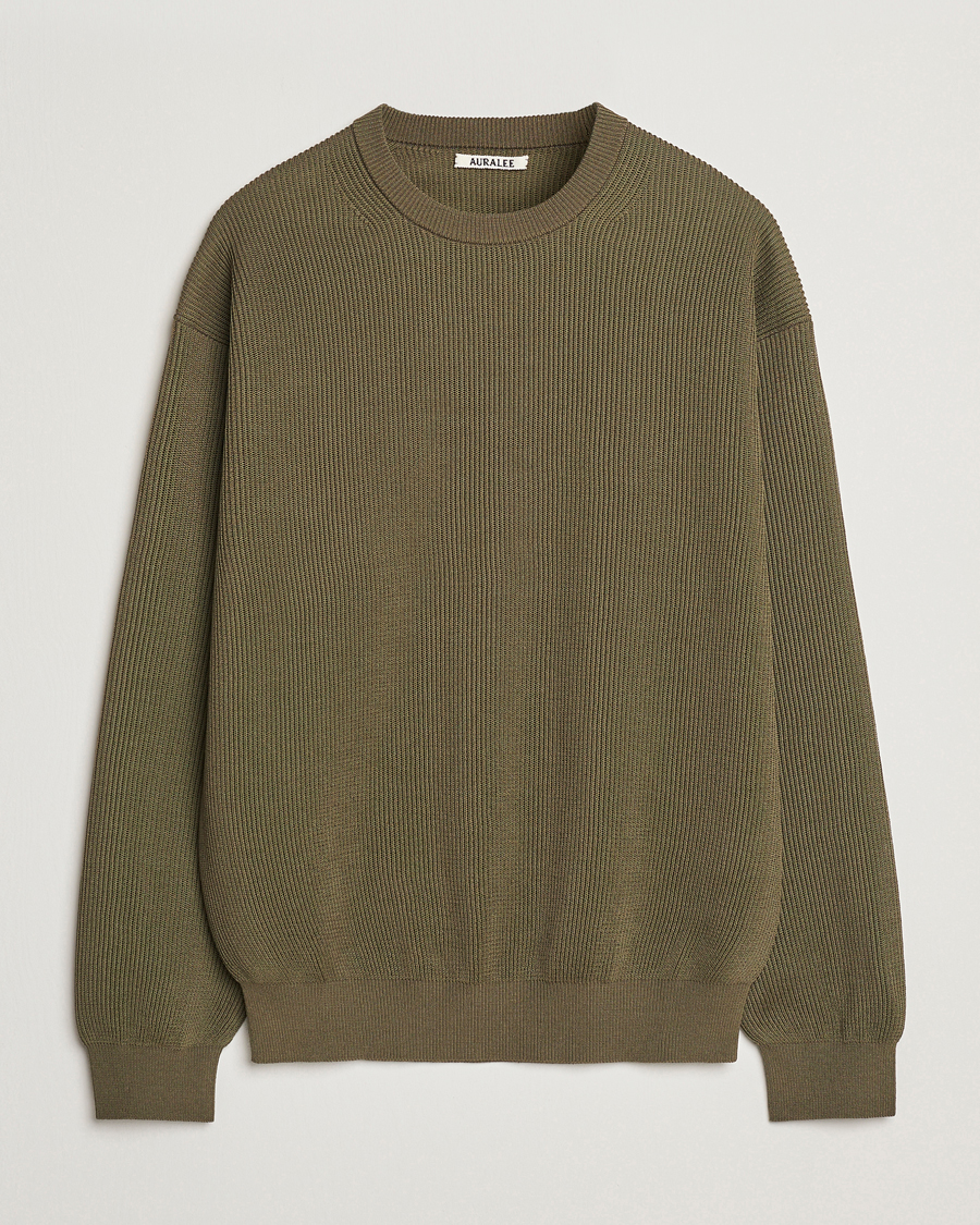 Homme | Pulls Et Tricots | Auralee | Cotton Rib Crew Neck Khaki