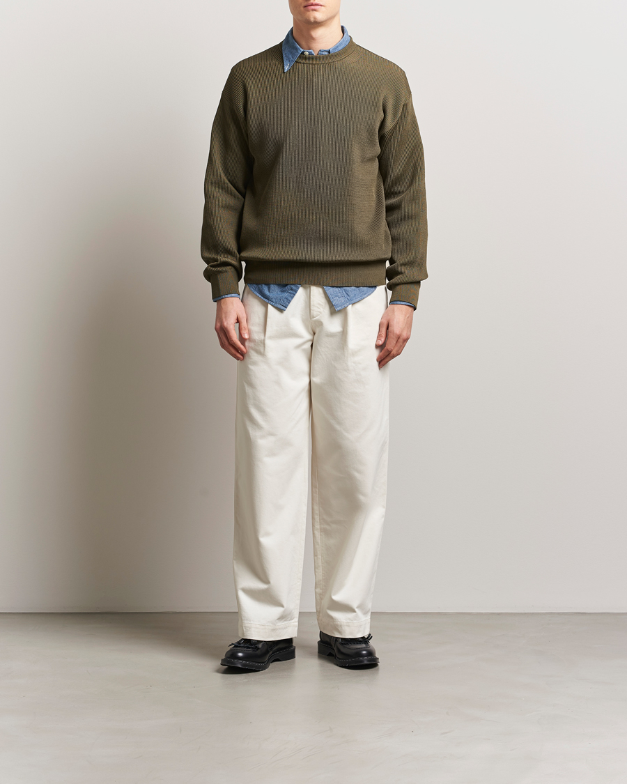 Homme | Pulls Et Tricots | Auralee | Cotton Rib Crew Neck Khaki