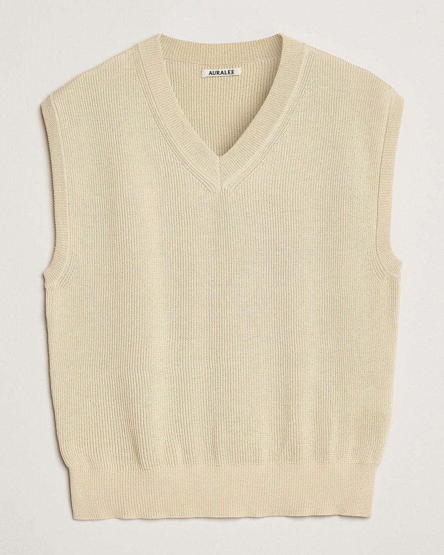 Homme | Pulls Et Tricots | Auralee | Rib Knit Vest Ivory