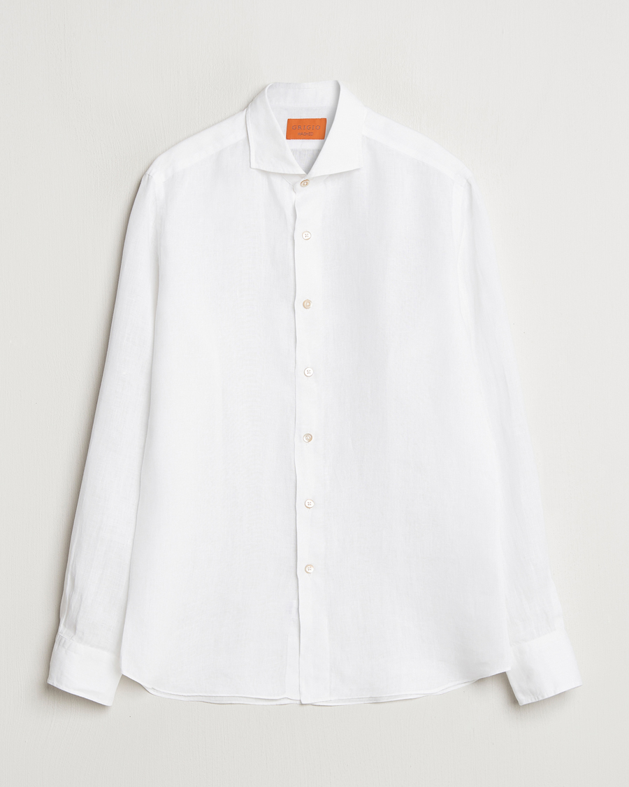 Homme | Chemises | Grigio | Linen Casual Shirt White