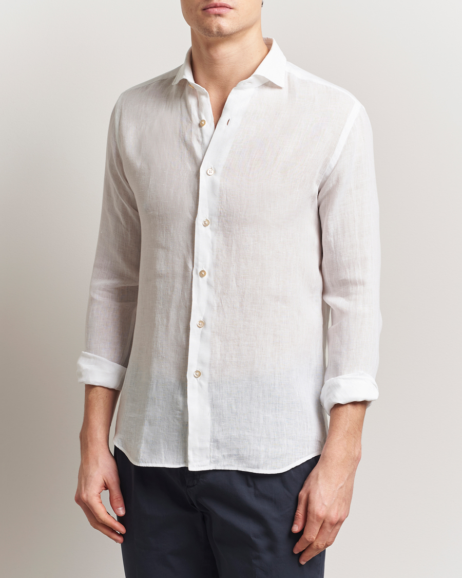 Homme | Chemises | Grigio | Linen Casual Shirt White