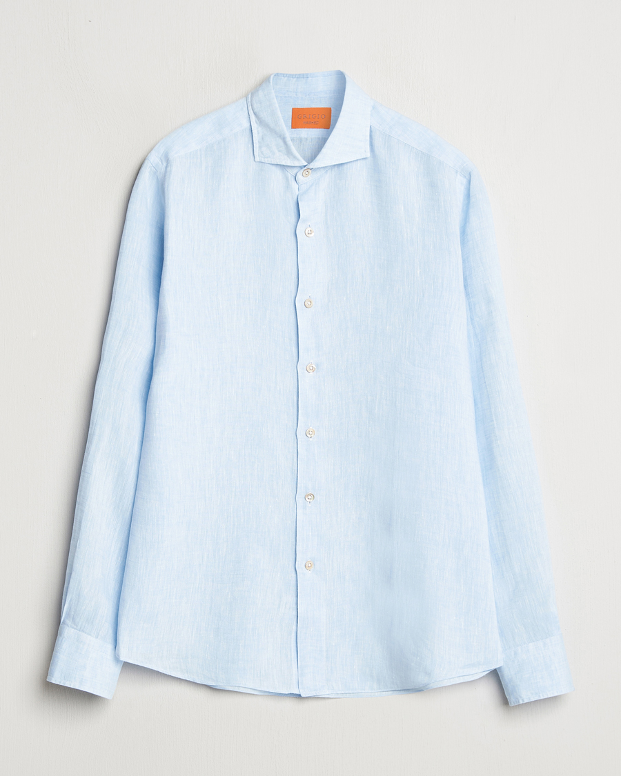 Homme | Chemises | Grigio | Linen Casual Shirt Light Blue