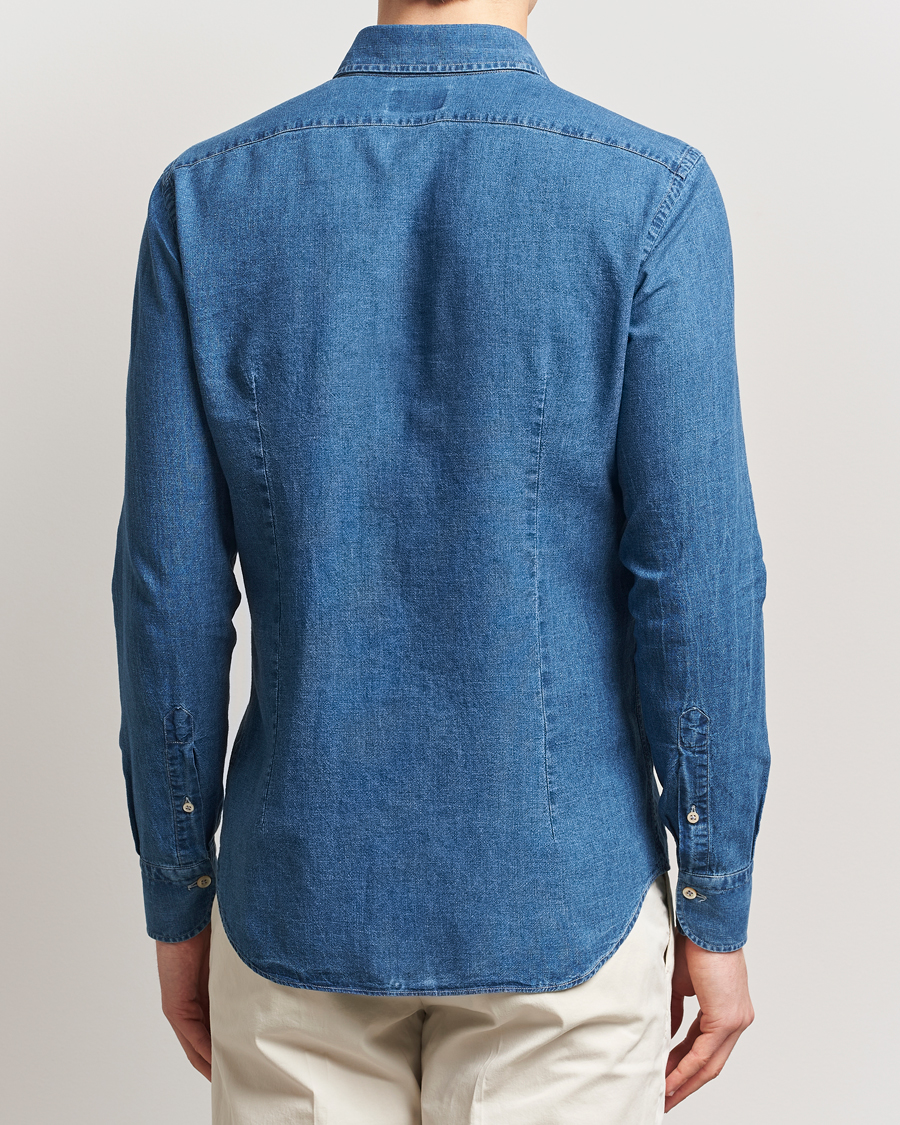 Homme | Chemises | Grigio | Cotton/Linen Denim Shirt Washed Indigo