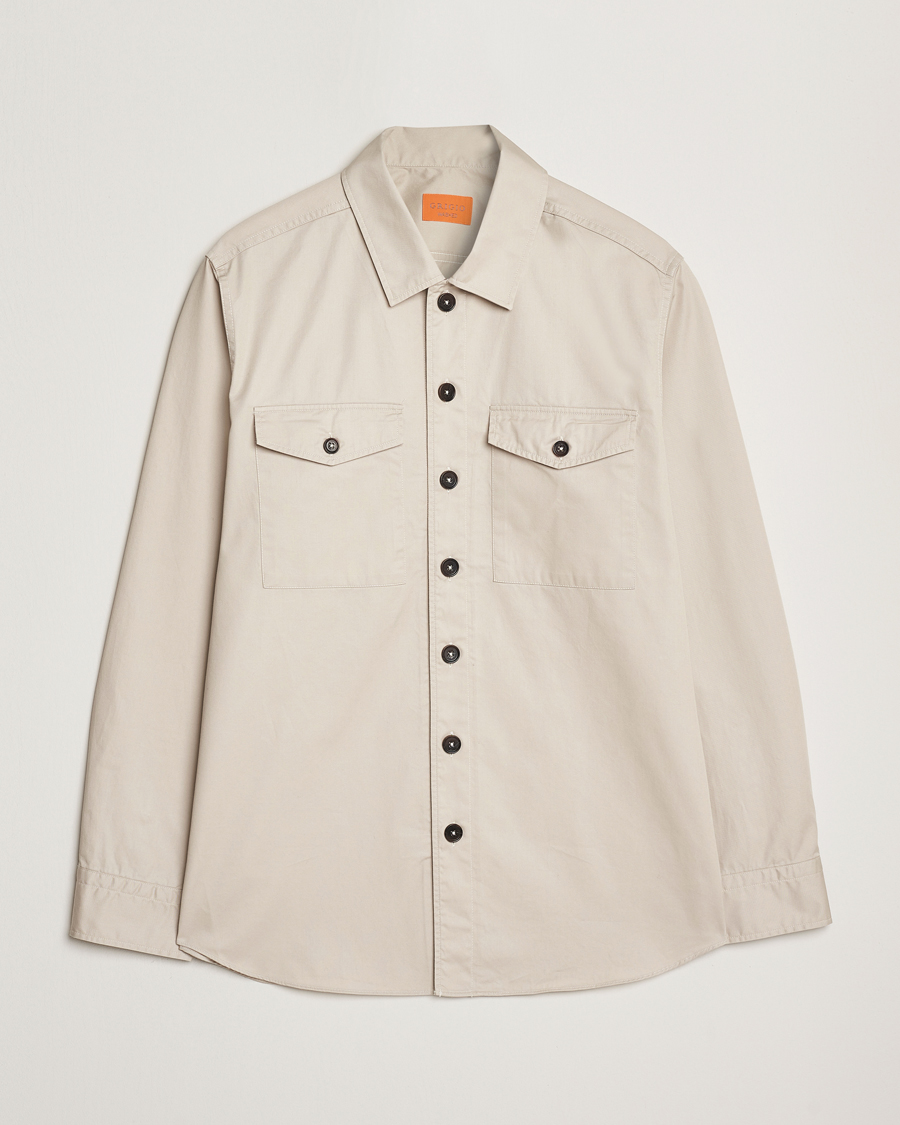 Homme | Chemises | Grigio | Cotton Overshirt Beige
