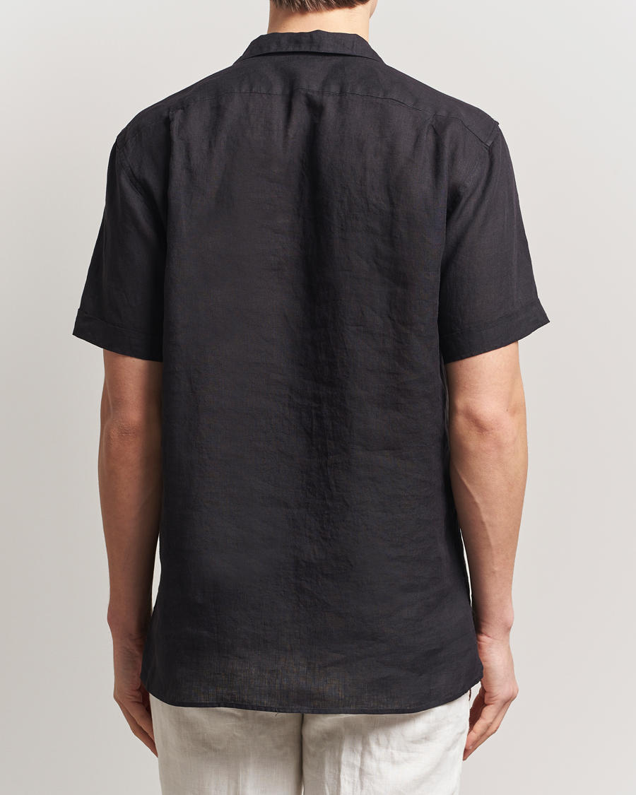 Homme | Chemises | Stenströms | Short Sleeve Linen Shirt Black