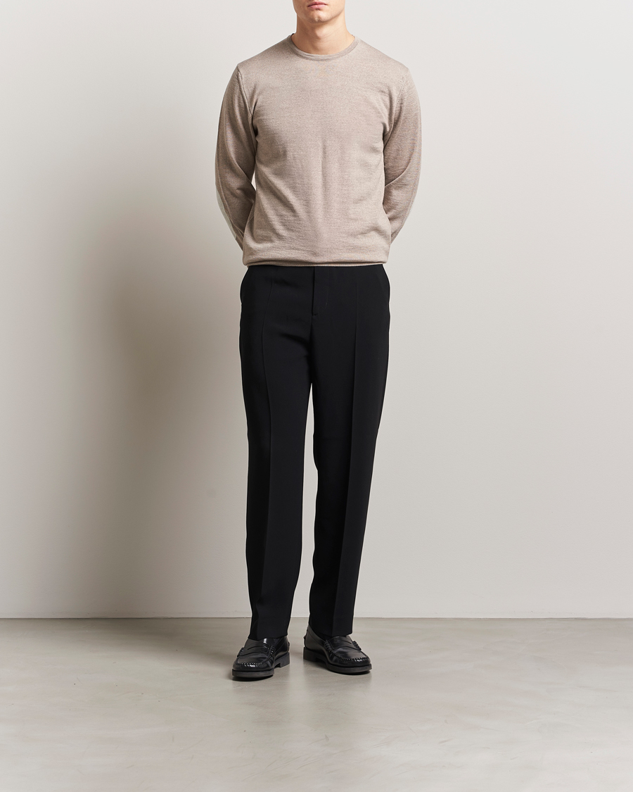 Homme | Pulls Et Tricots | Stenströms | Merino Patch Crew Neck Beige