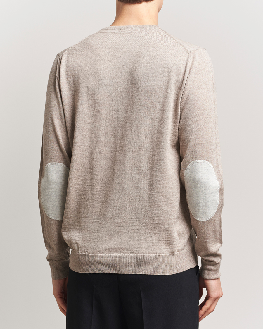 Homme | Pulls Et Tricots | Stenströms | Merino Patch Crew Neck Beige