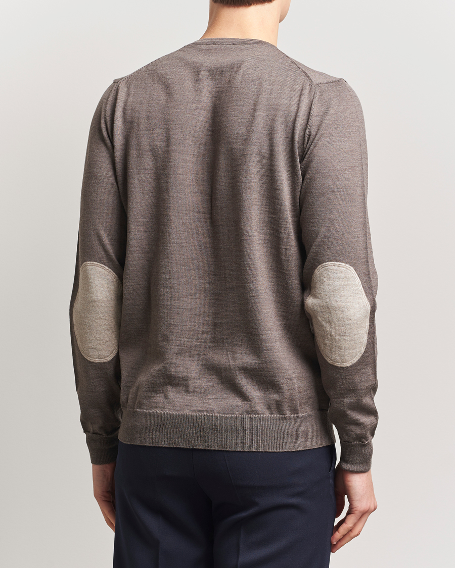 Homme | Pulls Et Tricots | Stenströms | Merino Patch Crew Neck Brown