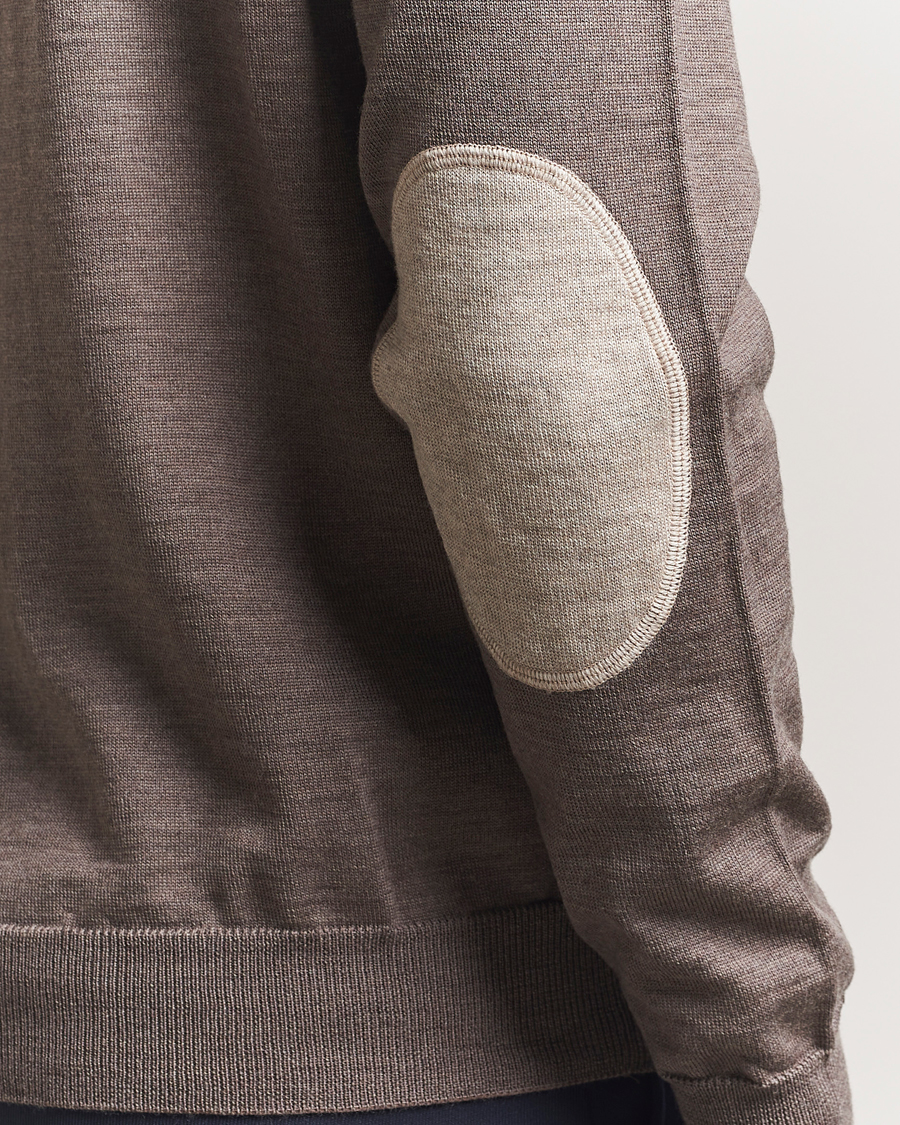 Homme | Pulls Et Tricots | Stenströms | Merino Patch Crew Neck Brown