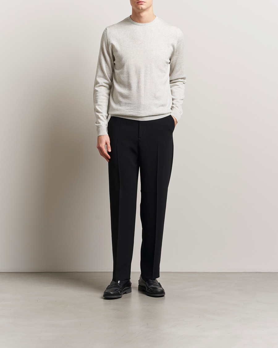Homme | Pulls Et Tricots | Stenströms | Merino Patch Crew Neck Grey