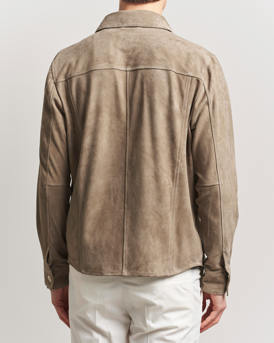 Homme | Manteaux Et Vestes | Stenströms | Suede Overshirt Taupe