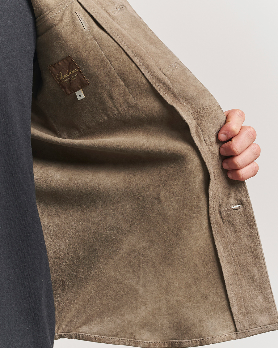 Homme | Manteaux Et Vestes | Stenströms | Suede Overshirt Taupe