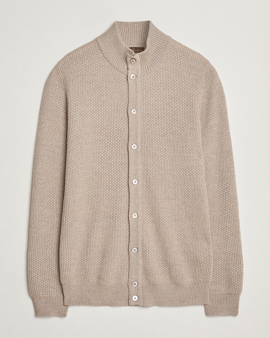 Homme | Pulls Et Tricots | Stenströms | Knitted Textured Merino Cardigan Beige