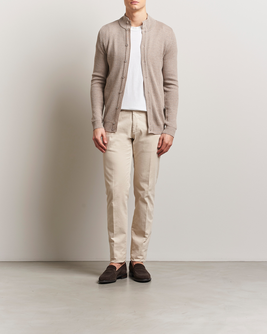 Homme | Pulls Et Tricots | Stenströms | Knitted Textured Merino Cardigan Beige